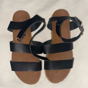 black wedge sandals